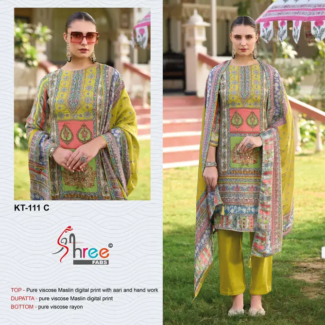 K 111 By Shree Fabs Viscose Printed Salwar Suits Suppliers In India